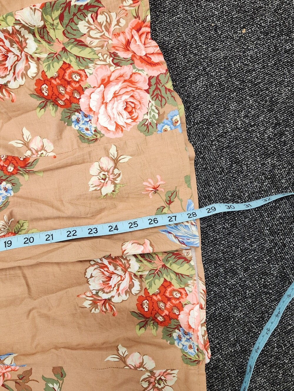 Romantic Floral Strapless Mini Dress Smocked Back Tan Pink M - Picture 5 of 8